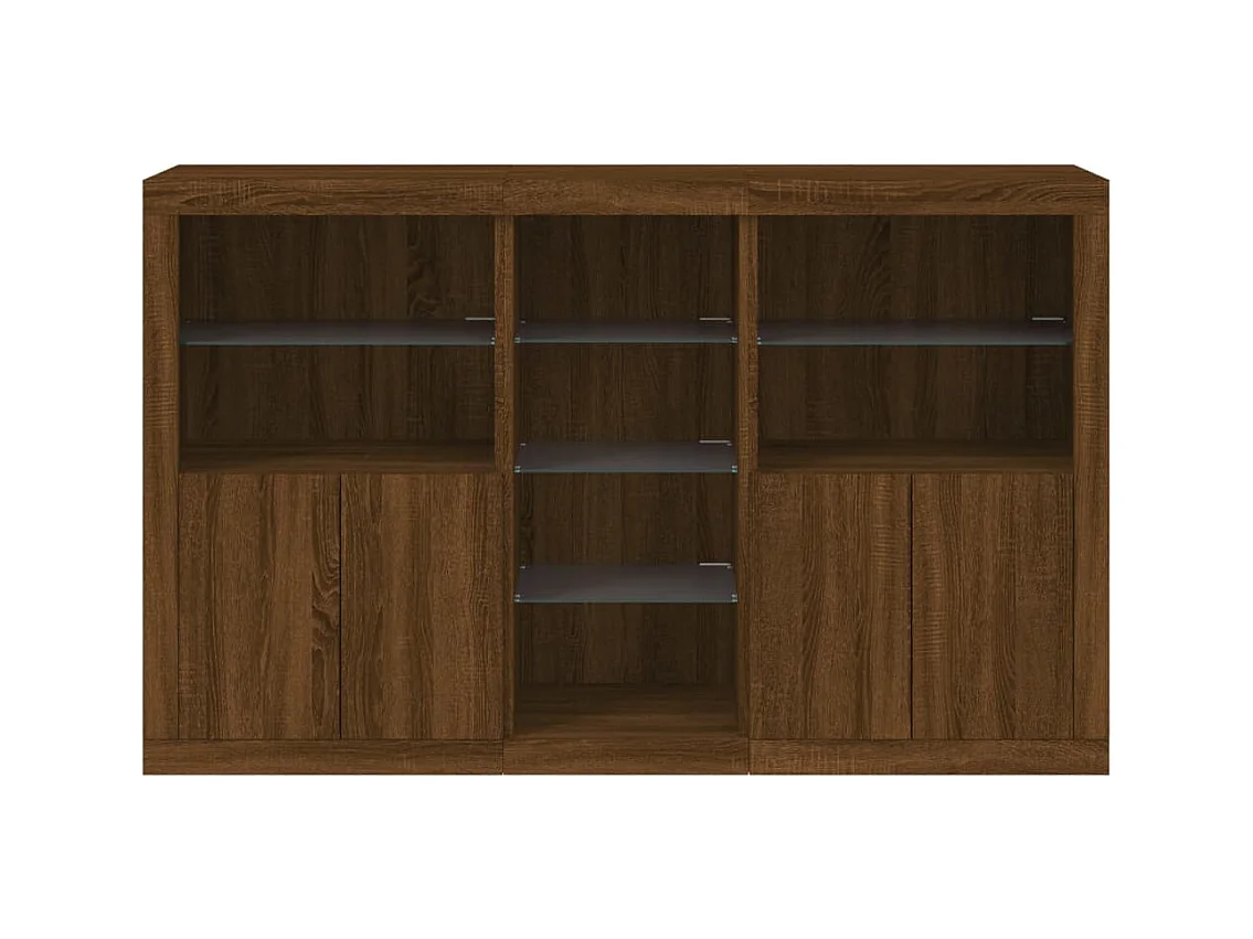 Aparador cômoda armário armário organizador cozinha sala sala com luzes LED 162 x 37 x 100 cm marrom 02_0029903