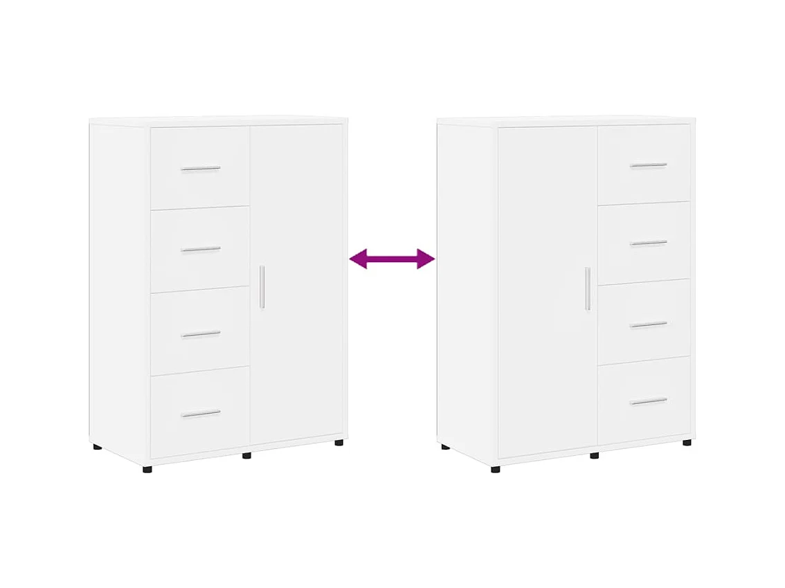 Aparador buffet cómoda armario unidad de almacenamiento organizador cocina salón salón juego de 2 60 x 31 x 84 cm blanco madera contrachapada 02_0036679