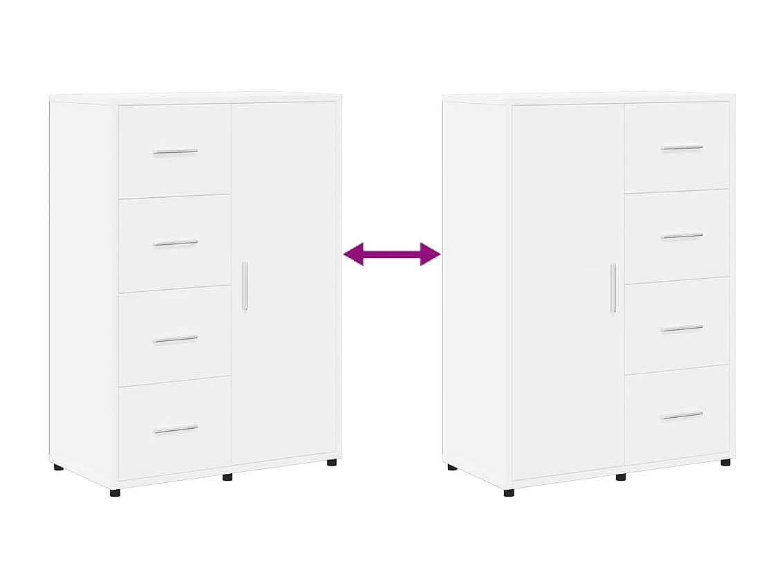 Aparador buffet cómoda armario unidad de almacenamiento organizador cocina salón salón juego de 2 60 x 31 x 84 cm blanco madera contrachapada 02_0036679