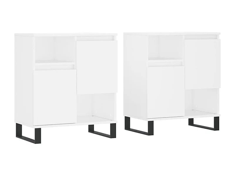 Credenza buffet cassettiera mobile contenitore organizer cucina soggiorno soggiorni set da 2 pannelli in derivati ​​del legno bianco 02_0036695