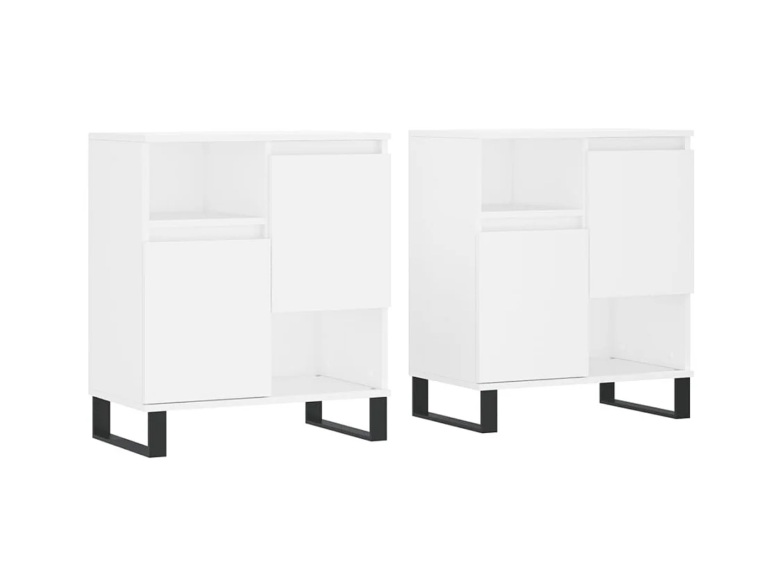 Credenza buffet cassettiera mobile contenitore organizer cucina soggiorno soggiorni set da 2 pannelli in derivati ​​del legno bianco 02_0036695