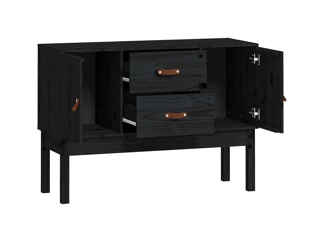 Aparador cómoda mueble almacenaje organizador cocina salón salón 110 x 40 x 78 cm madera maciza de pino negro 02_0035844