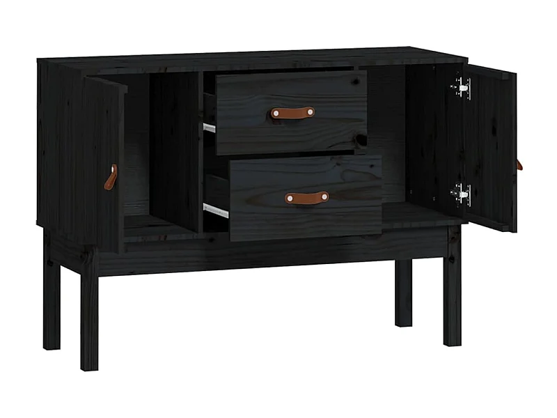 Credenza cassettiera mobile contenitore organizer cucina soggiorno soggiorno 110 x 40 x 78 cm legno massello di pino nero 02_0035844