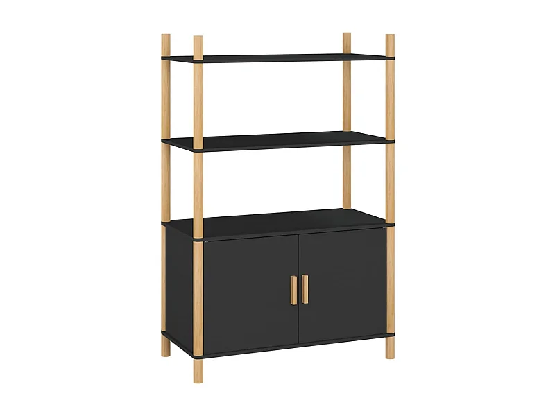 Buffet aparador cômoda armário unidade de armazenamento organizador cozinha sala sala alta 80 x 40 x 121 cm madeira trabalhada preta 02_0035131