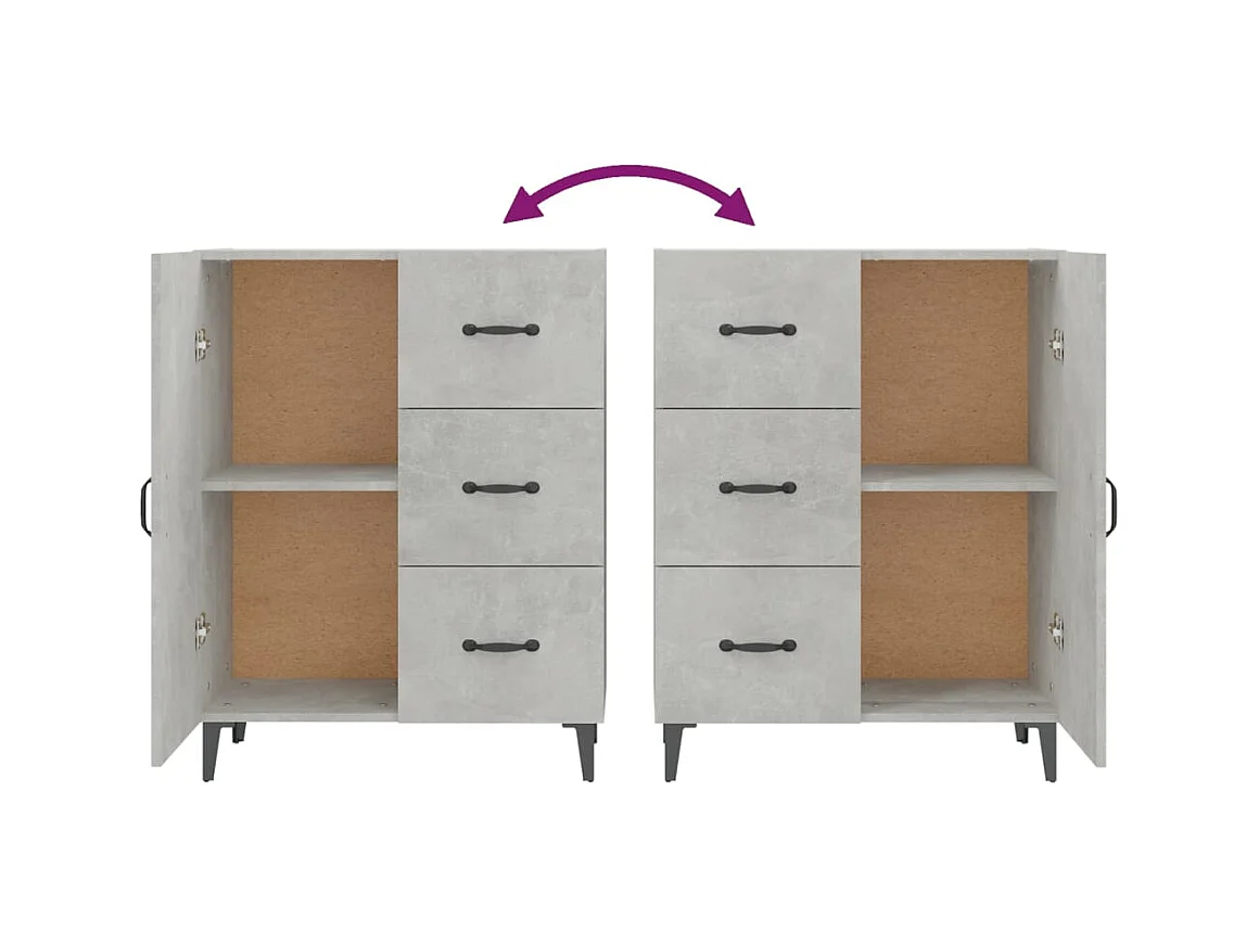 Credenza buffet cassettiera mobile contenitore organizer cucina soggiorno soggiorno 69,5 x 34 x 90 cm derivati ​​del legno grigio 02_0032009