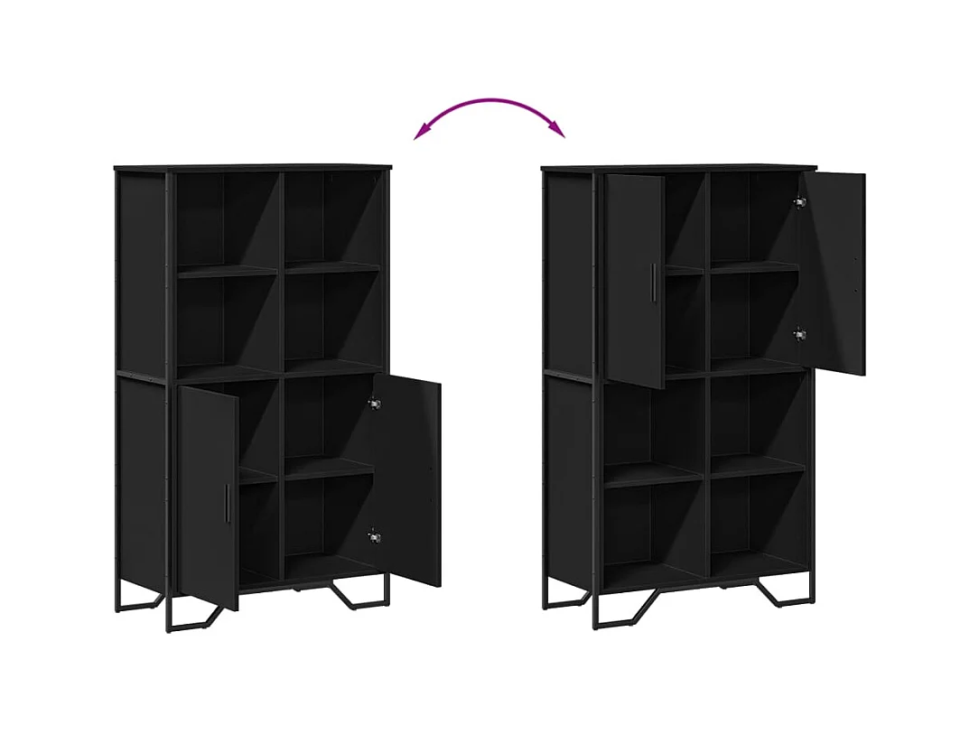 Credenza buffet cassettiera mobile contenitore organizer cucina soggiorno soggiorno alto 79,5 x 35,5 x 137,5 cm multistrato nero 02_0035129