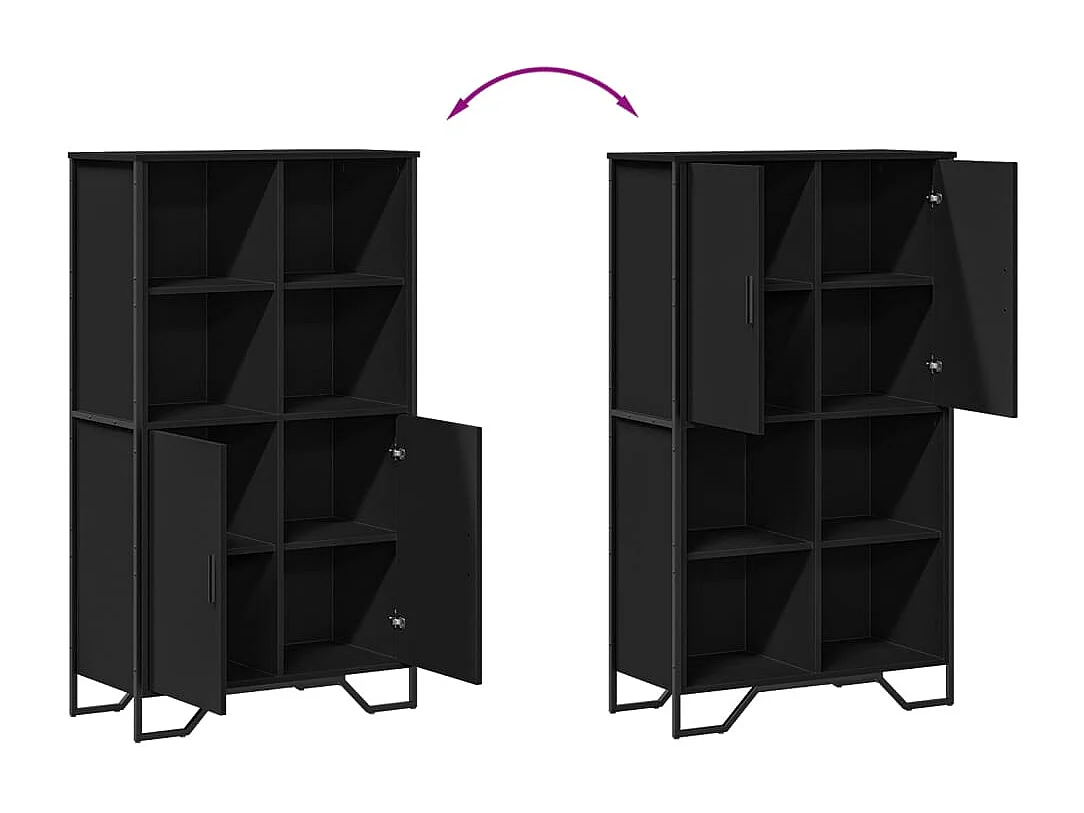 Credenza buffet cassettiera mobile contenitore organizer cucina soggiorno soggiorno alto 79,5 x 35,5 x 137,5 cm multistrato nero 02_0035129