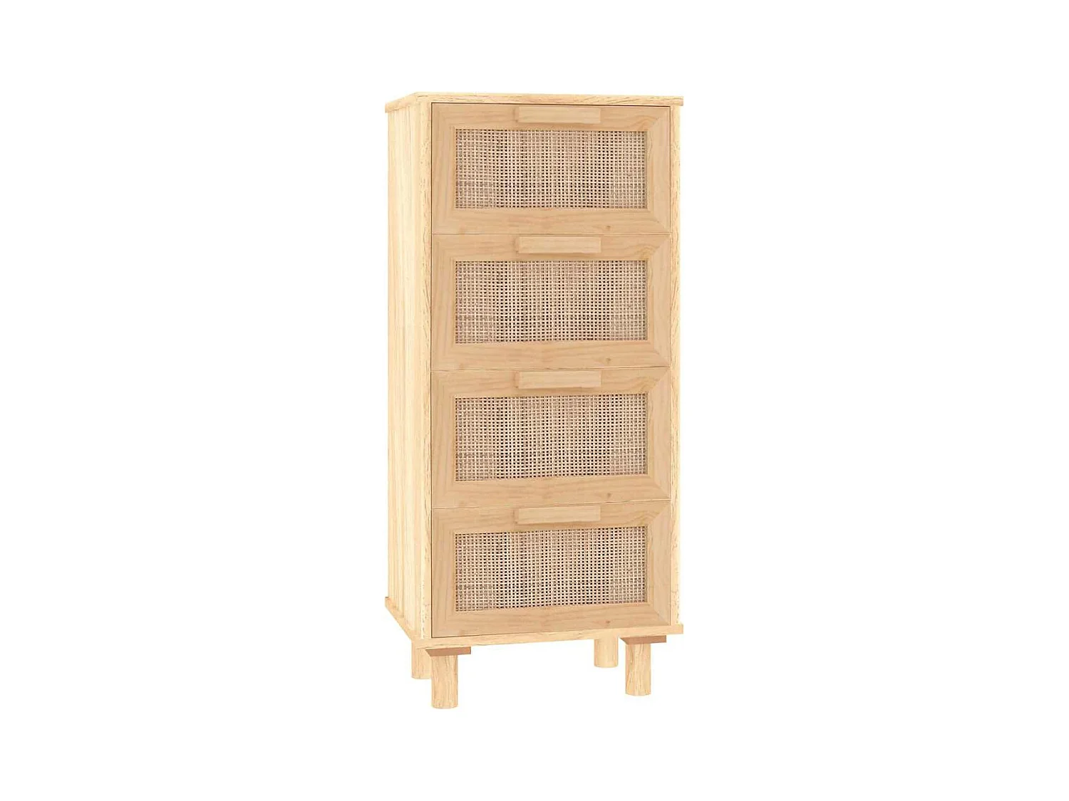 Credenza cassettiera armadio contenitore organizer cucina soggiorno soggiorno 40 x 30 x 90 cm legno di pino massiccio e rattan naturale marrone 02_0035717