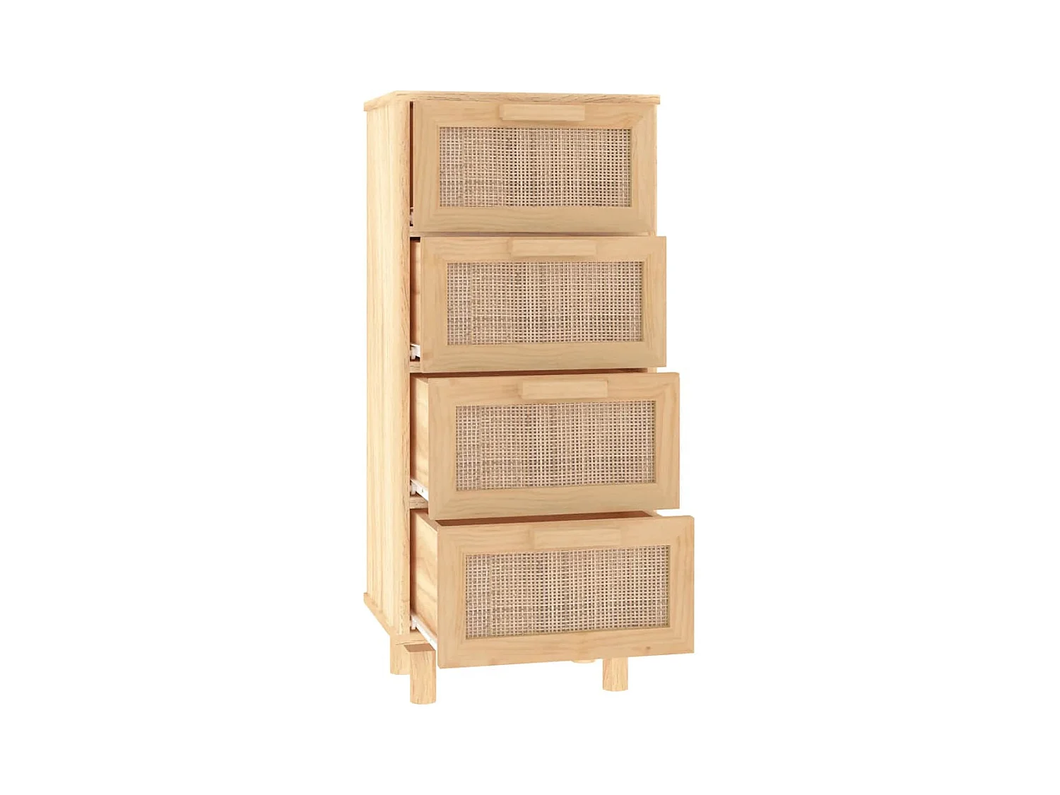 Credenza cassettiera armadio contenitore organizer cucina soggiorno soggiorno 40 x 30 x 90 cm legno di pino massiccio e rattan naturale marrone 02_0035717