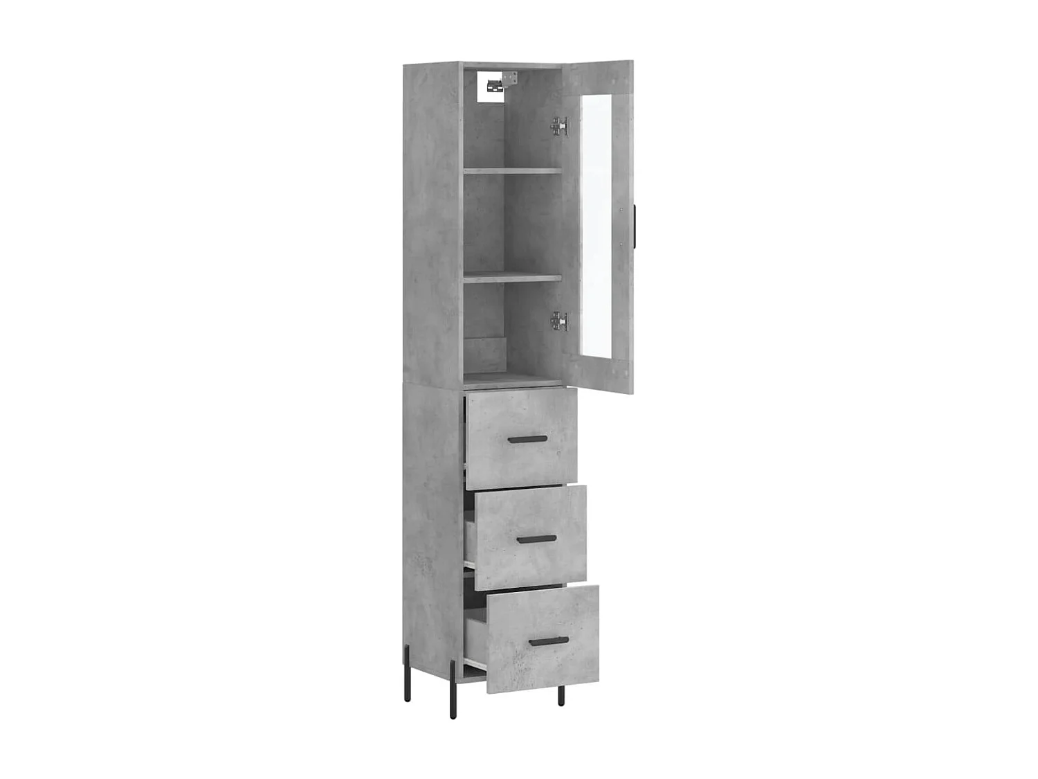Aparador buffet cómoda mueble mueble de almacenamiento organizador cocina salón salón alto 34,5 x 34 x 180 cm madera contrachapada gris 02_0034324
