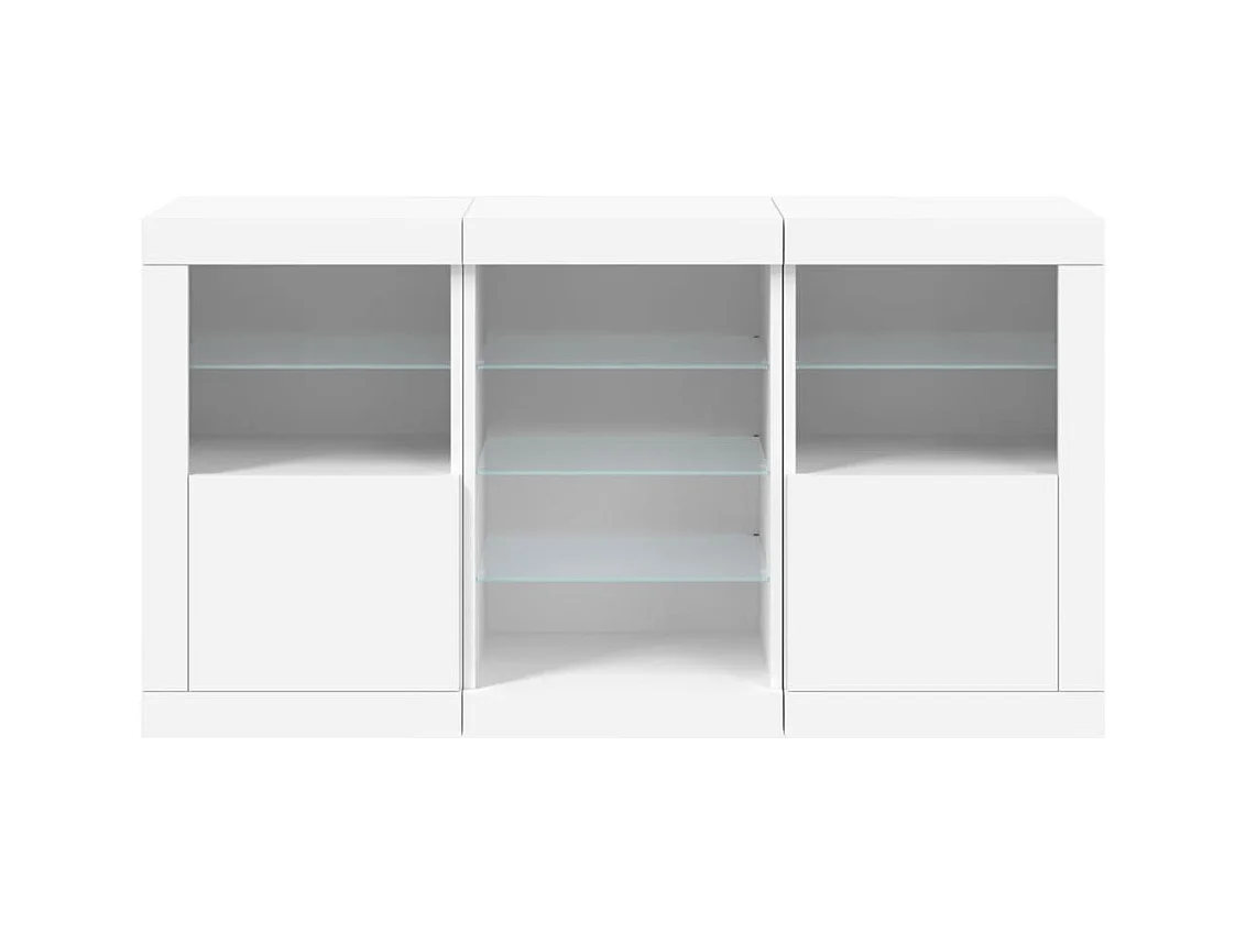 Aparador cómoda cómoda armario mueble organizador cocina salón salón con luces LED 123 x 37 x 67 cm blanco 02_0029827