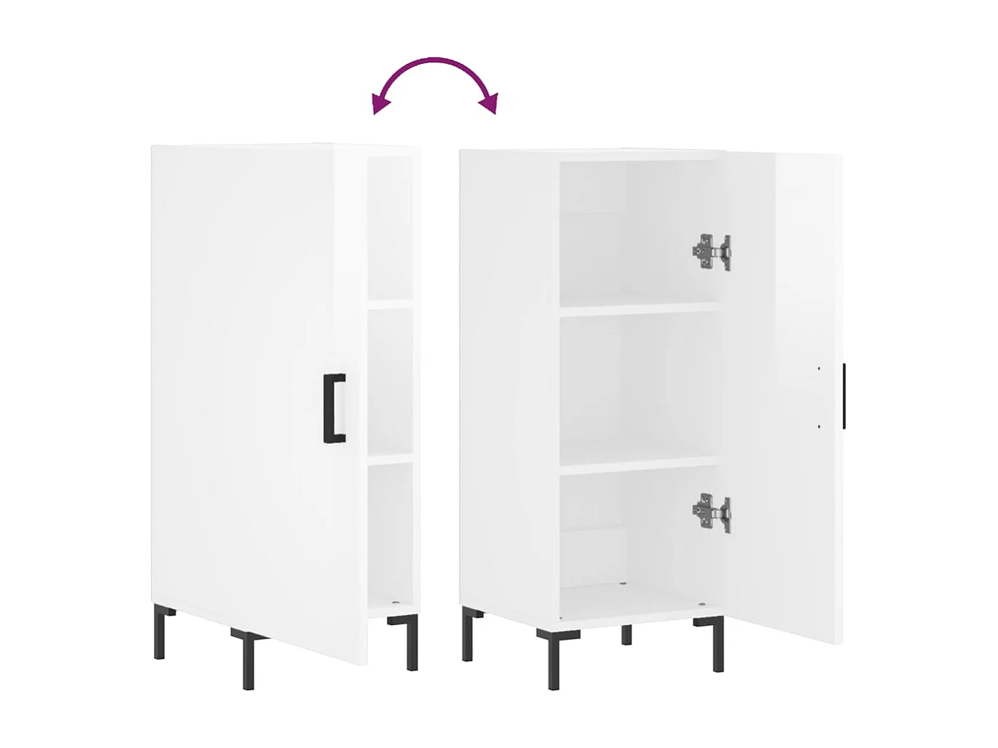 Buffet aparador cômoda armário unidade de armazenamento organizador cozinha sala brilhante 34,5 x 34 x 90 cm madeira trabalhada branca 02_0030609