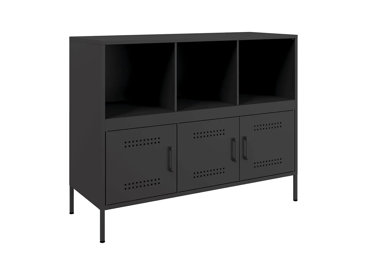 Credenza buffet cassettiera mobile contenitore organizer cucina soggiorno soggiorno 100,5 x 39 x 79 cm acciaio nero 02_0035784