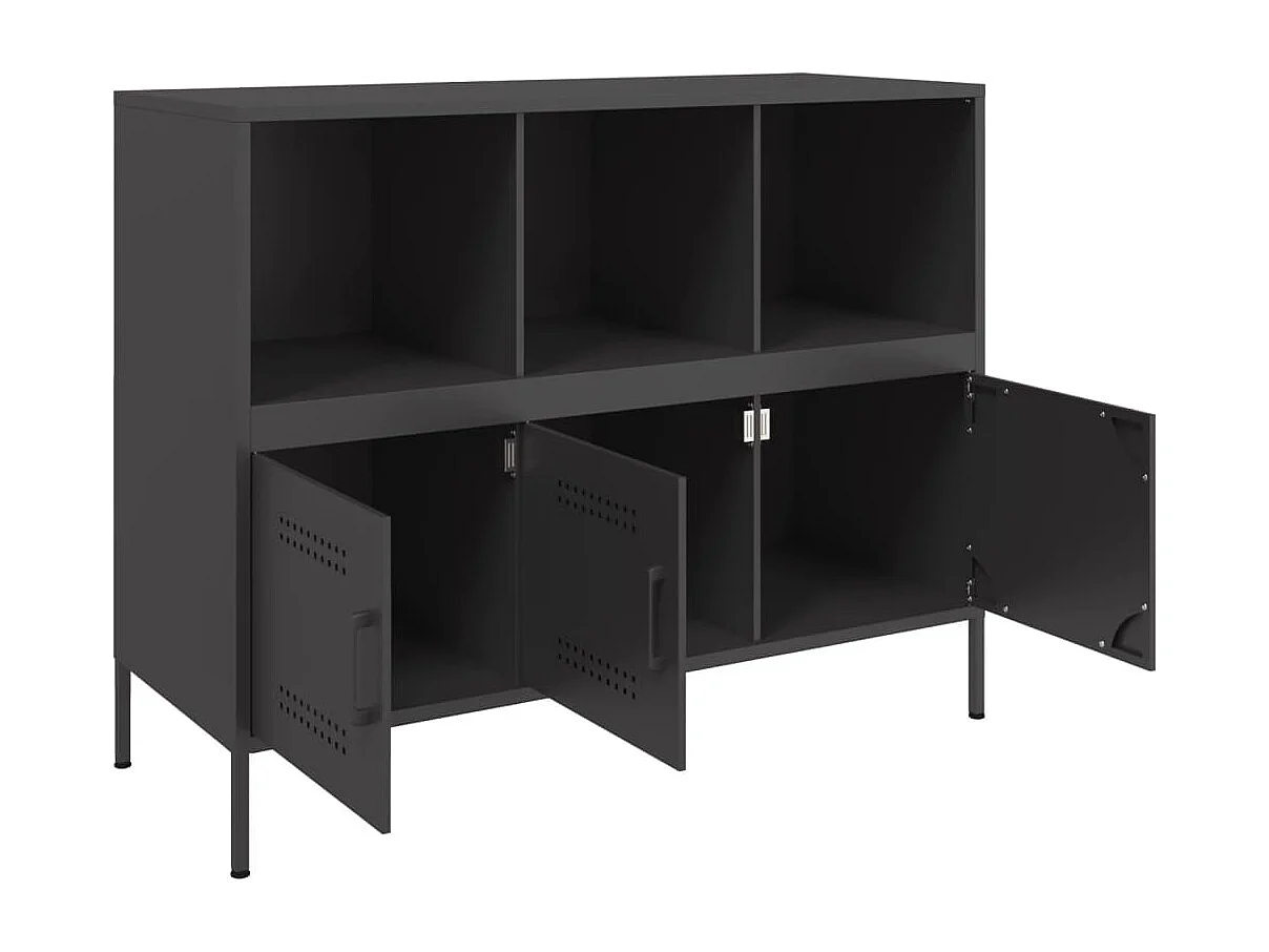 Aparador buffet cómoda mueble mueble de almacenaje organizador cocina salón salón 100,5 x 39 x 79 cm acero negro 02_0035784