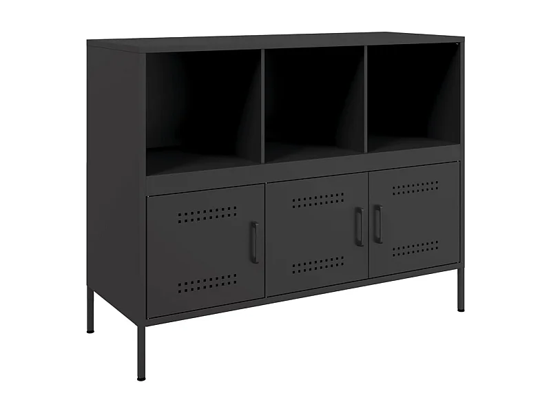 Aparador buffet cómoda mueble mueble de almacenaje organizador cocina salón salón 100,5 x 39 x 79 cm acero negro 02_0035784