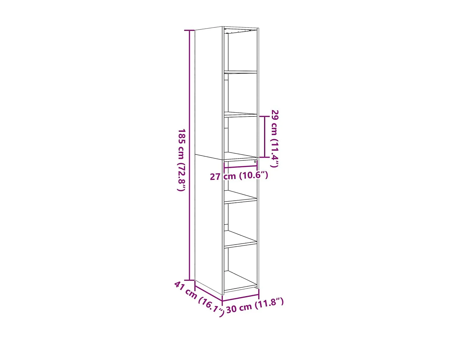 Credenza buffet cassettiera mobile contenitore organizer cucina soggiorno soggiorno alto Sonoma 30 x 41 x 185 cm pannelli compositi grigio 02_0035169