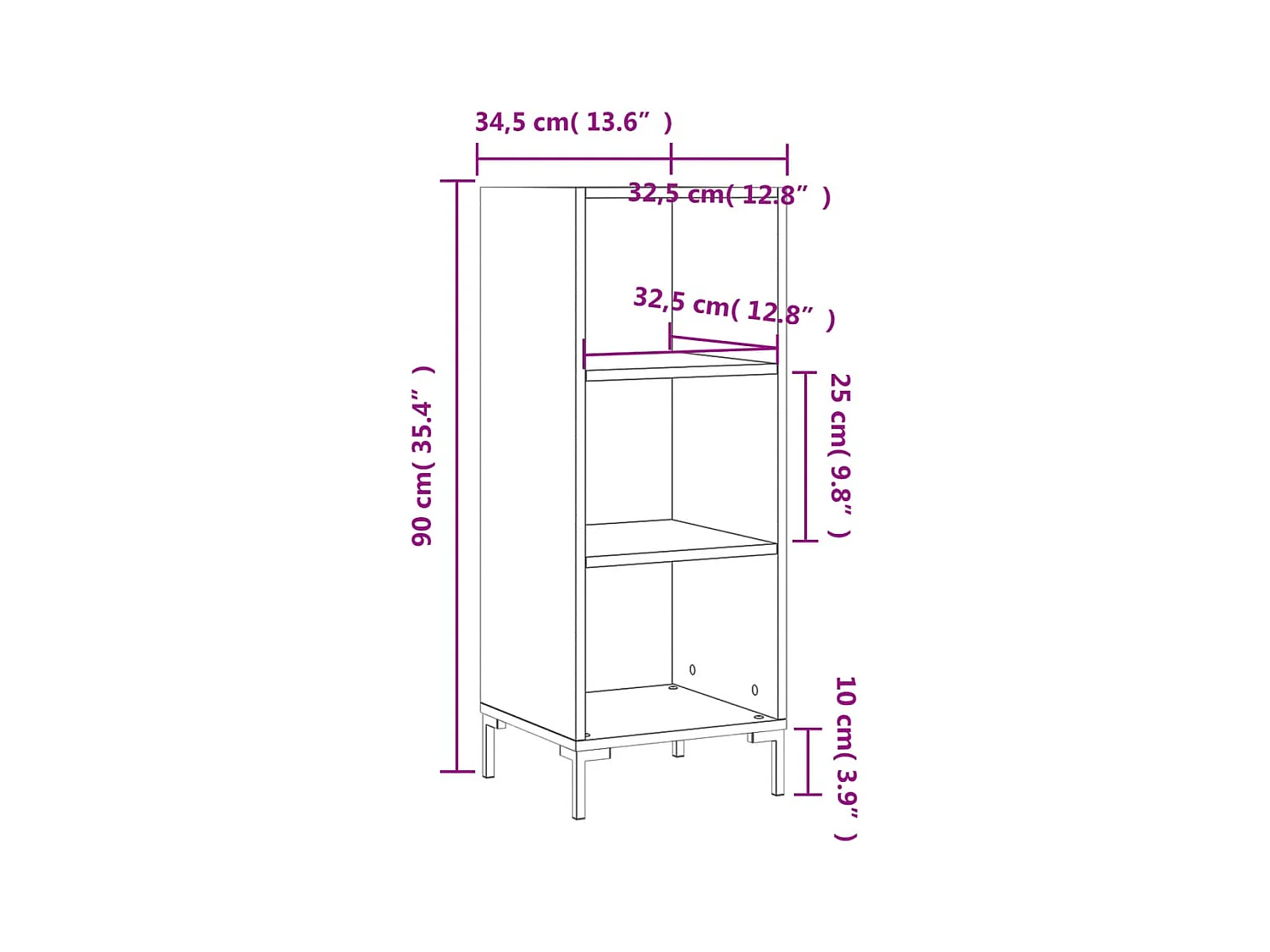 bahut commode armoire bois blanche 34.5 x 32.5 x 90 cm 02_0030236