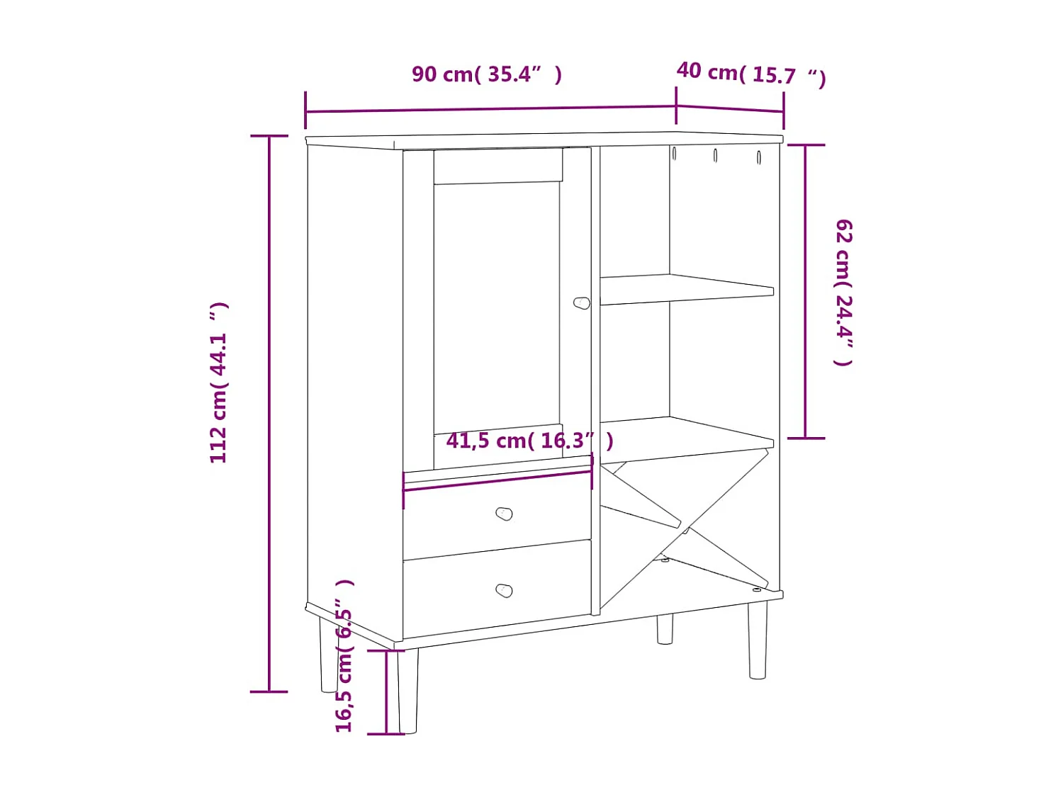 Buffet aparador cômoda armário unidade de armazenamento organizador cozinha sala de estar rattan look 90 x 40 x 112cm madeira maciça de pinho preto 02_0036242