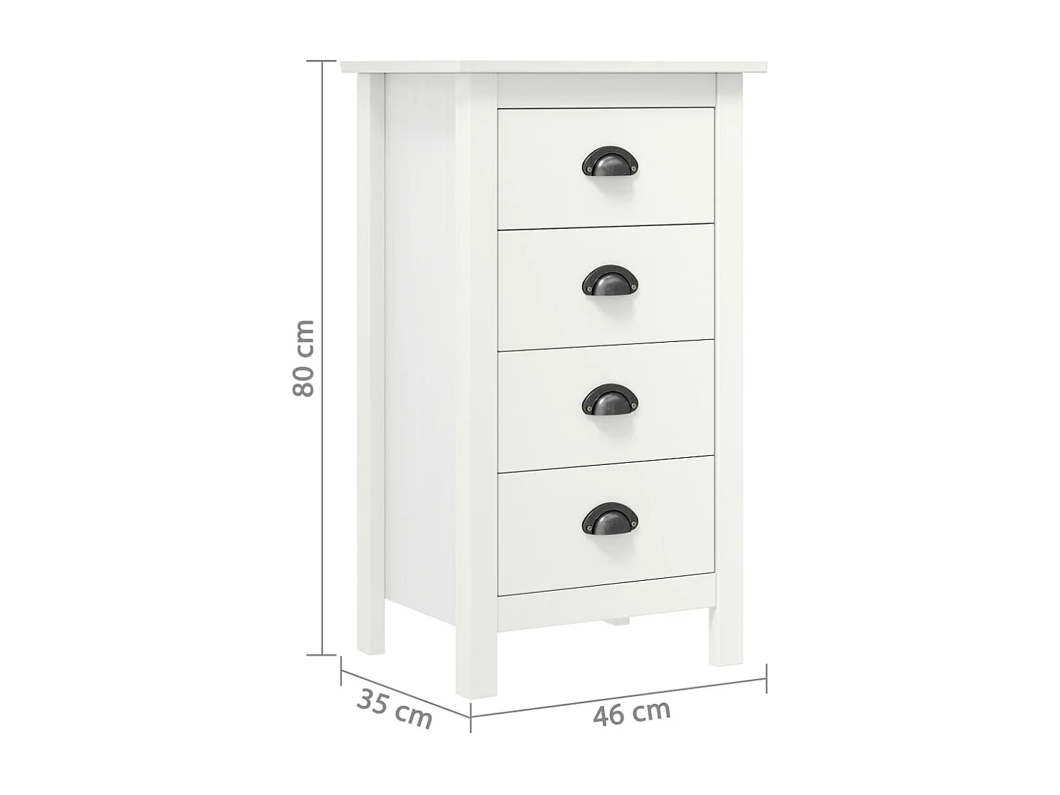 Aparador cômoda armário armário organizador cozinha sala lounge Colina 46 x 35 x 80 cm madeira maciça de pinho branco 02_0035668