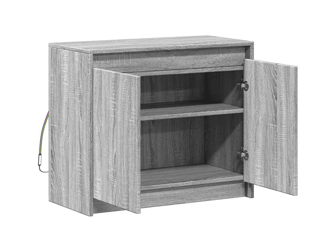 Credenza buffet cassettiera mobile contenitore organizer cucina soggiorno soggiorno con LED Sonoma 72 x 34 x 61 cm pannelli compositi grigio 02_0029822