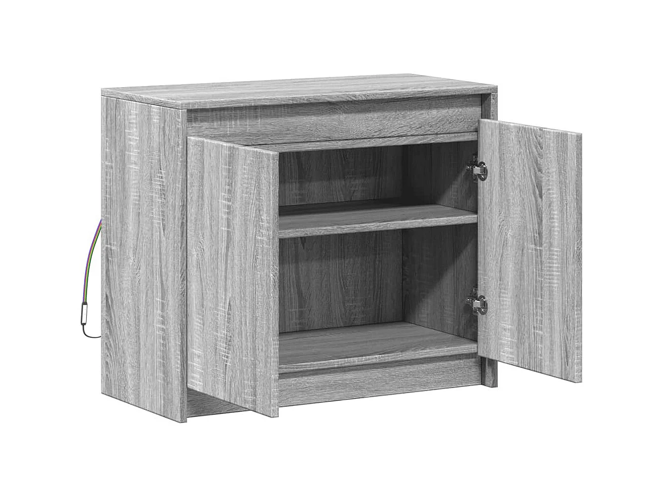 Buffet aparador cômoda armário organizador unidade cozinha sala sala com LED Sonoma 72 x 34 x 61 cm madeira trabalhada cinza 02_0029822