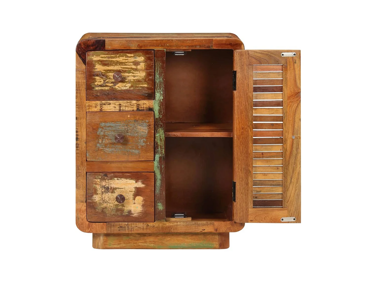 Credenza buffet cassettiera mobile contenitore organizer cucina soggiorno soggiorno con 3 cassetti 55 x 30 x 70 cm legno massello di recupero multicolore 02_0029736