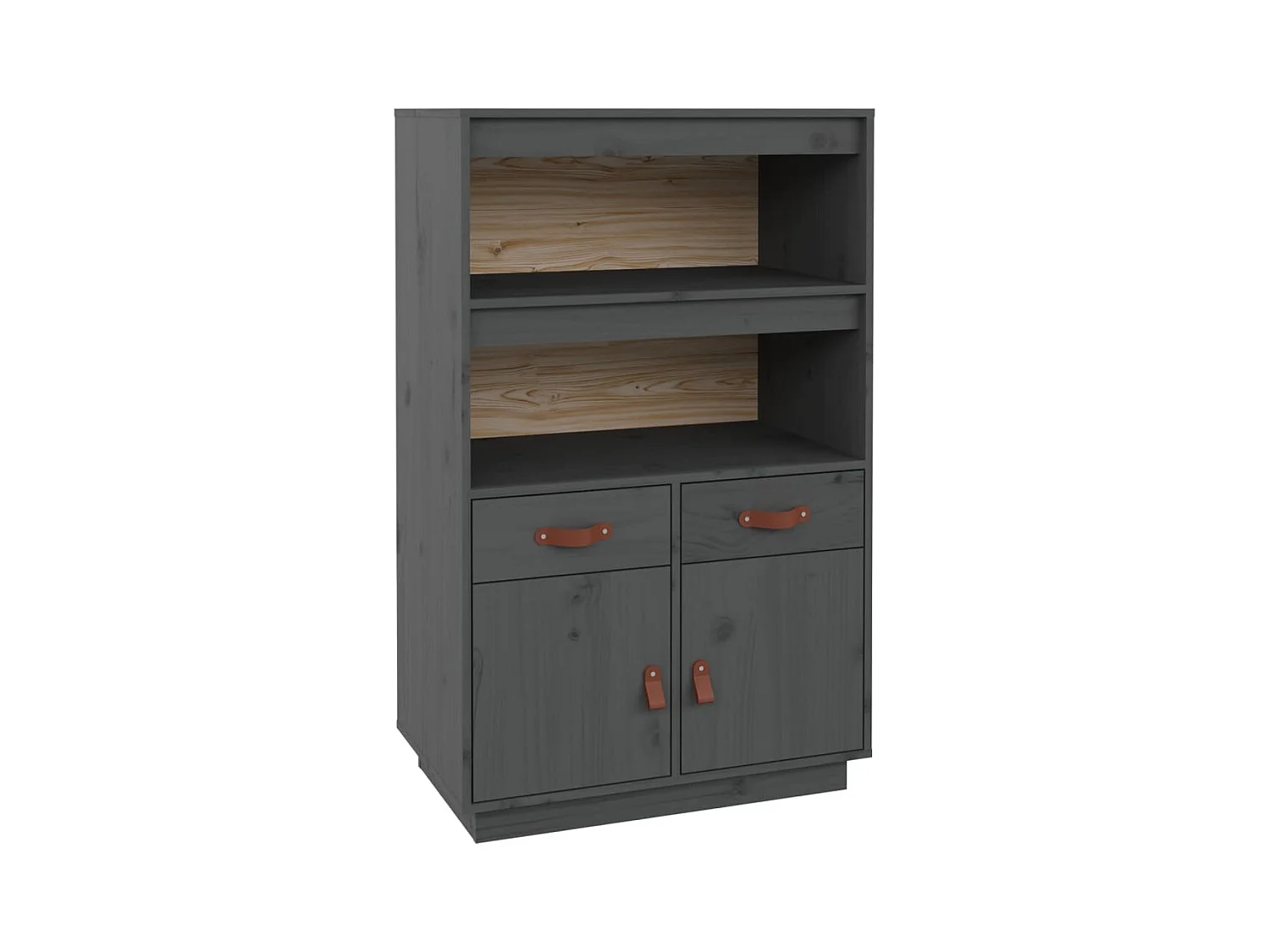 Buffet aparador cômoda armário organizador unidade cozinha sala sala alta 67 x 40 x 108,5 cm madeira de pinho cinza maciço 02_0034229