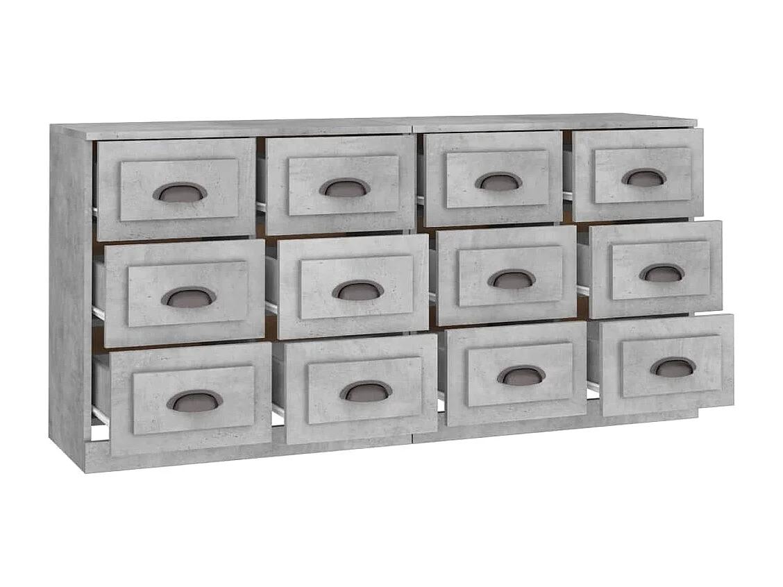 Credenza buffet cassettiera mobile contenitore organizer cucina soggiorno soggiorni set da 2 pannelli in derivati ​​del legno grigio 02_0036881