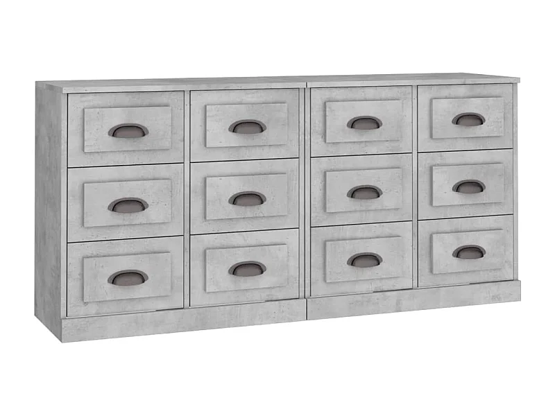 Credenza buffet cassettiera mobile contenitore organizer cucina soggiorno soggiorni set da 2 pannelli in derivati ​​del legno grigio 02_0036881