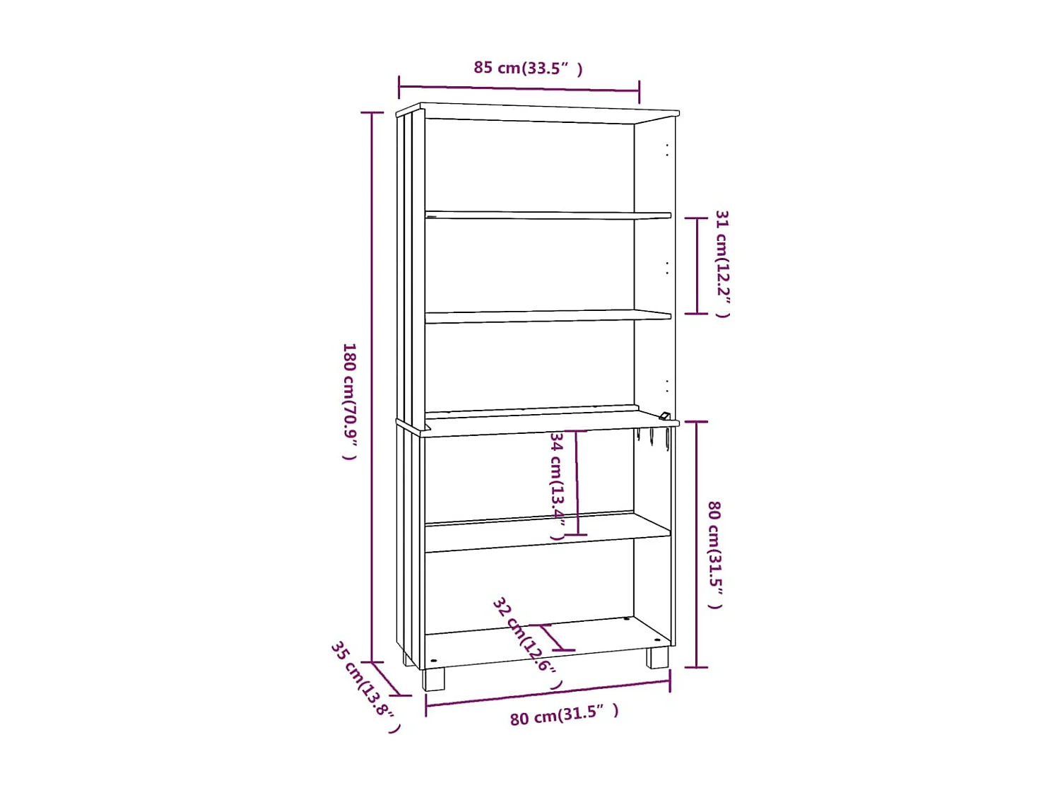 Aparador buffet cómoda armario mueble organizador cocina salón salón madera maciza de pino blanco 02_0032136