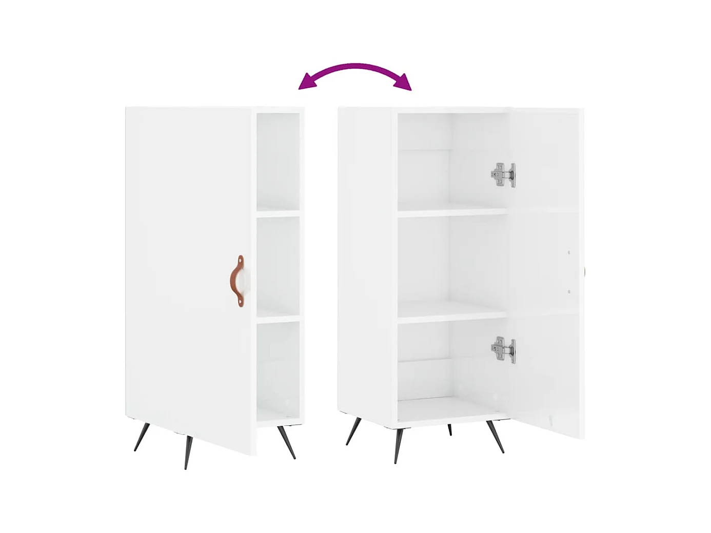 Aparador buffet cómoda mueble mueble de almacenaje organizador cocina salón brillante 34,5 x 34 x 90 cm madera contrachapada blanco 02_0030635