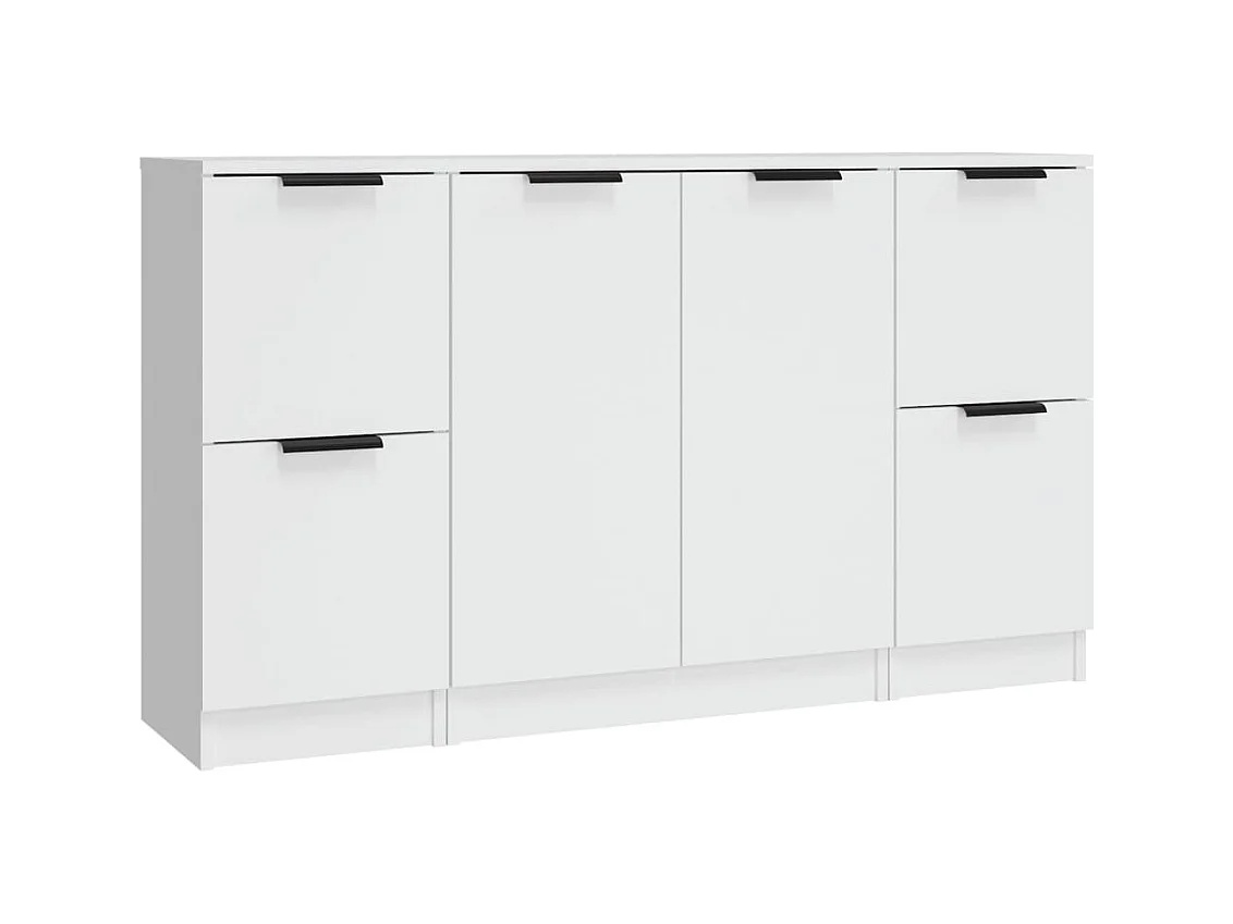 Credenza buffet cassettiera mobile contenitore organizer cucina soggiorno soggiorni 3 pz derivati ​​del legno bianco 02_0037019