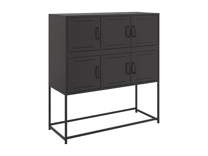 Aparador buffet cómoda mueble almacenaje organizador cocina salón salón 100,5 x 39 x 107 cm acero negro 02_0035779