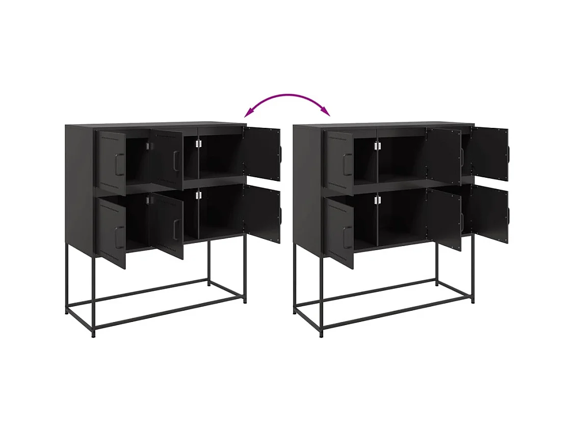 Aparador buffet cómoda mueble almacenaje organizador cocina salón salón 100,5 x 39 x 107 cm acero negro 02_0035779