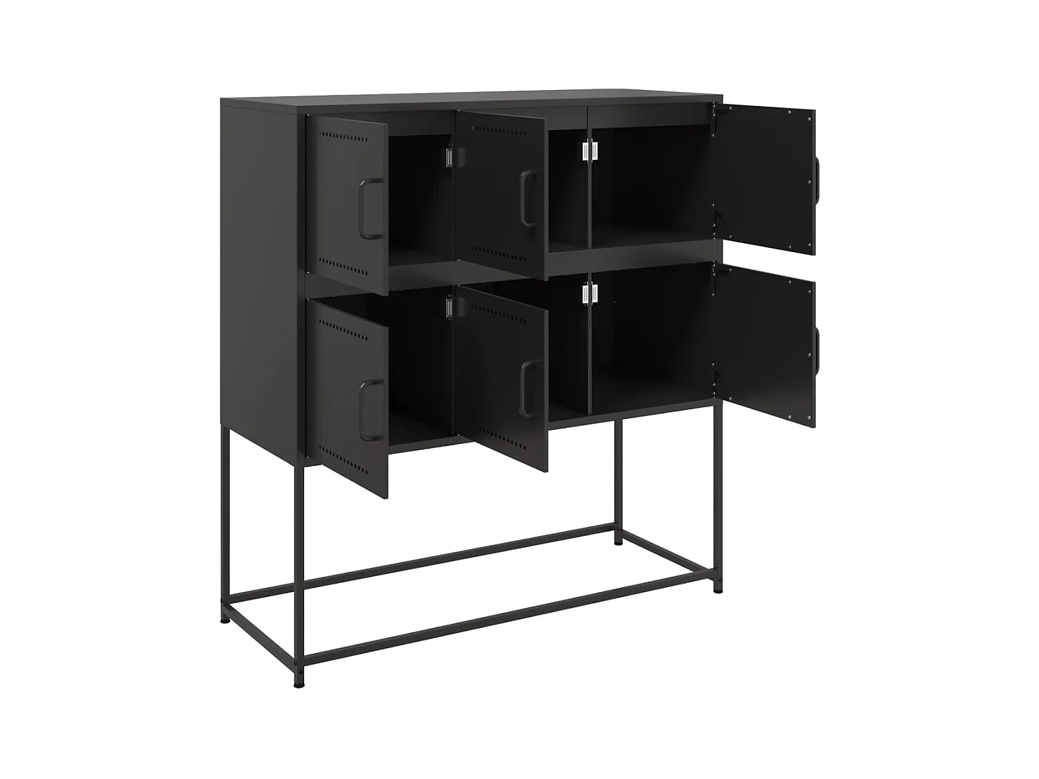 Aparador buffet cómoda mueble almacenaje organizador cocina salón salón 100,5 x 39 x 107 cm acero negro 02_0035779