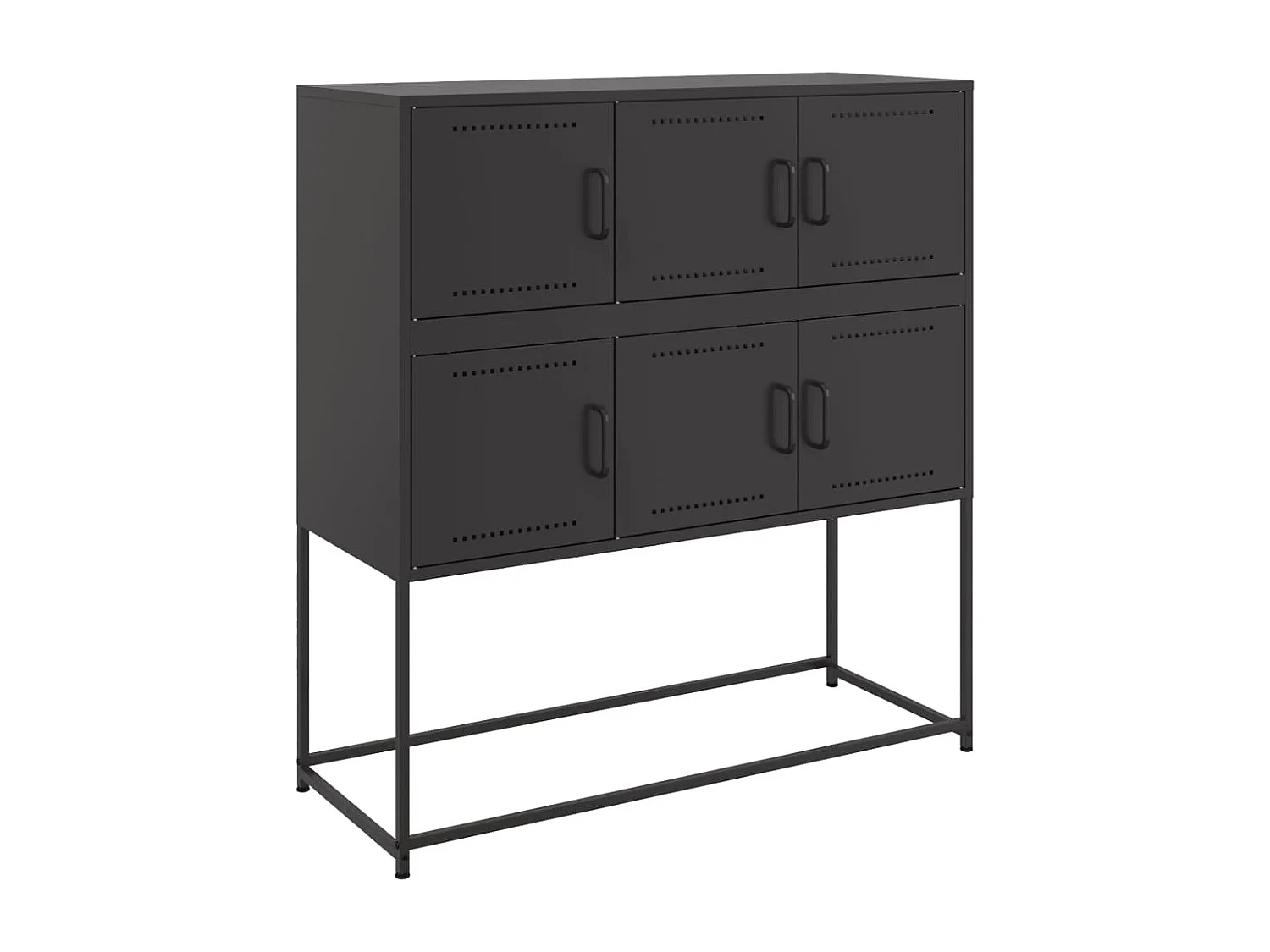 Credenza buffet cassettiera mobile contenitore organizer cucina soggiorno soggiorno 100,5 x 39 x 107 cm acciaio nero 02_0035779
