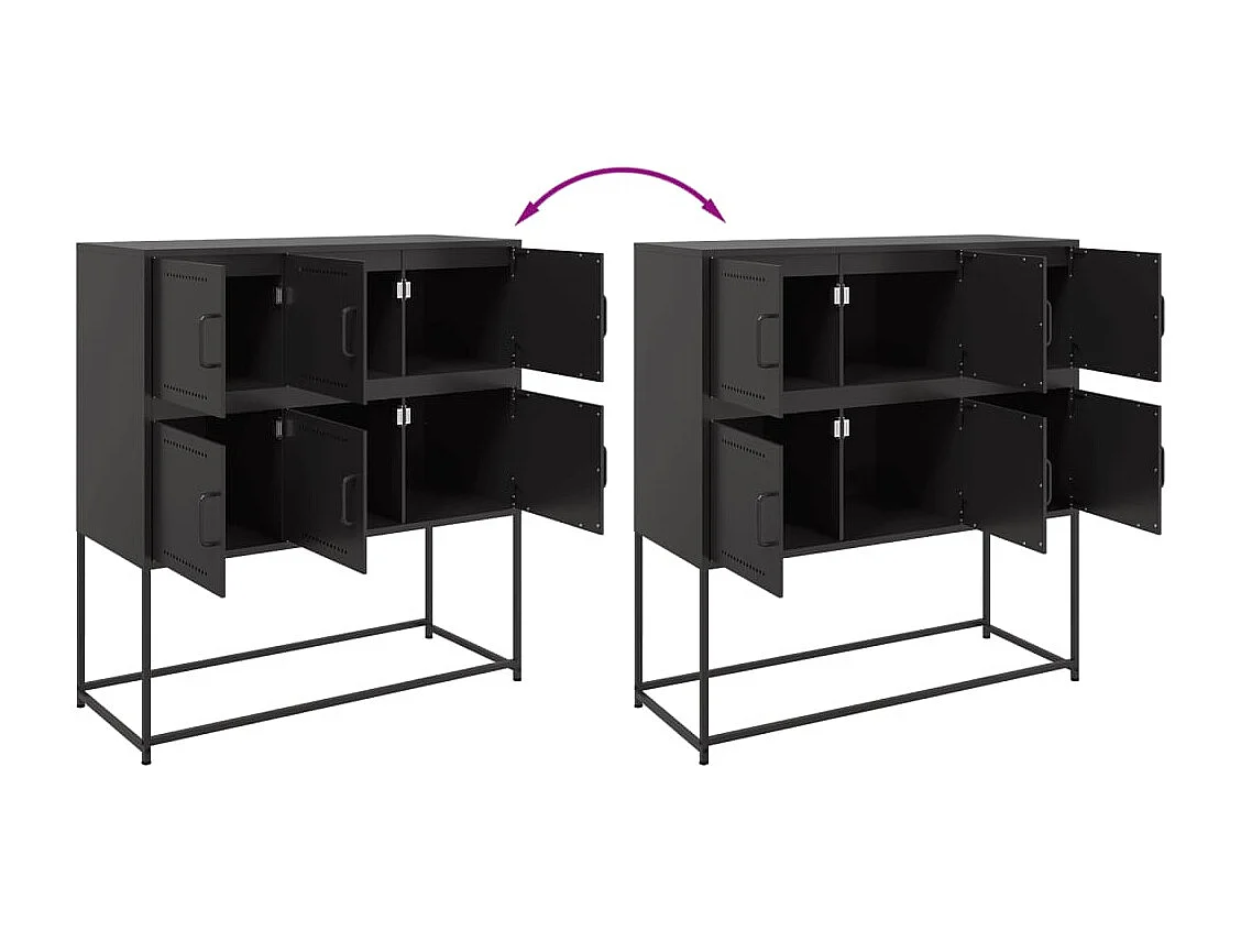 Credenza buffet cassettiera mobile contenitore organizer cucina soggiorno soggiorno 100,5 x 39 x 107 cm acciaio nero 02_0035779
