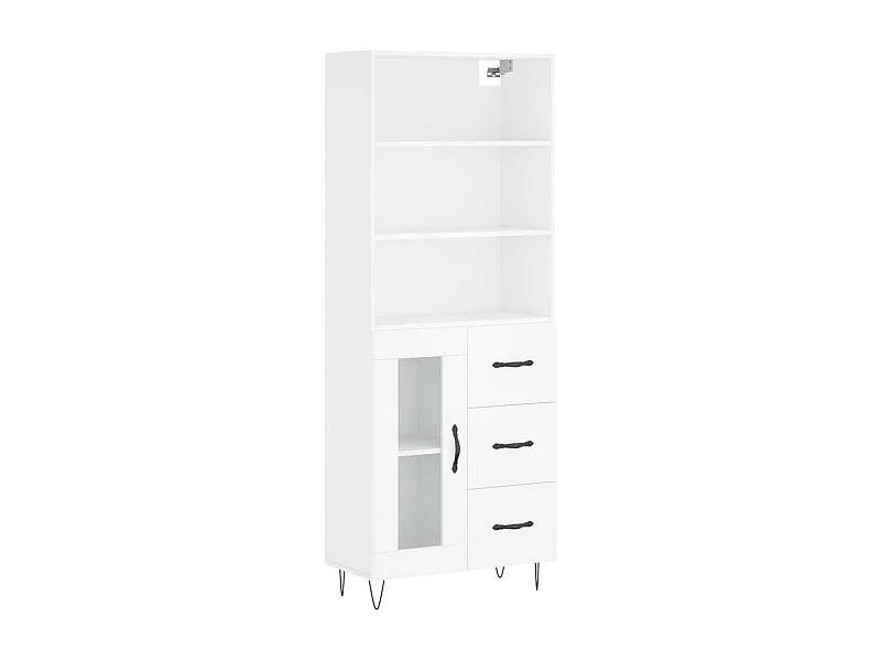 Aparador buffet cómoda armario mueble organizador cocina salón salón alto 69,5 x 34 x 180 cm madera contrachapada blanco 02_0032622