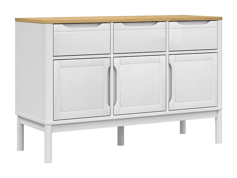 Aparador buffet cómoda mueble almacenaje organizador cocina salón salón FLORO 114 x 43 x 74 cm madera maciza de pino blanco 02_0031756