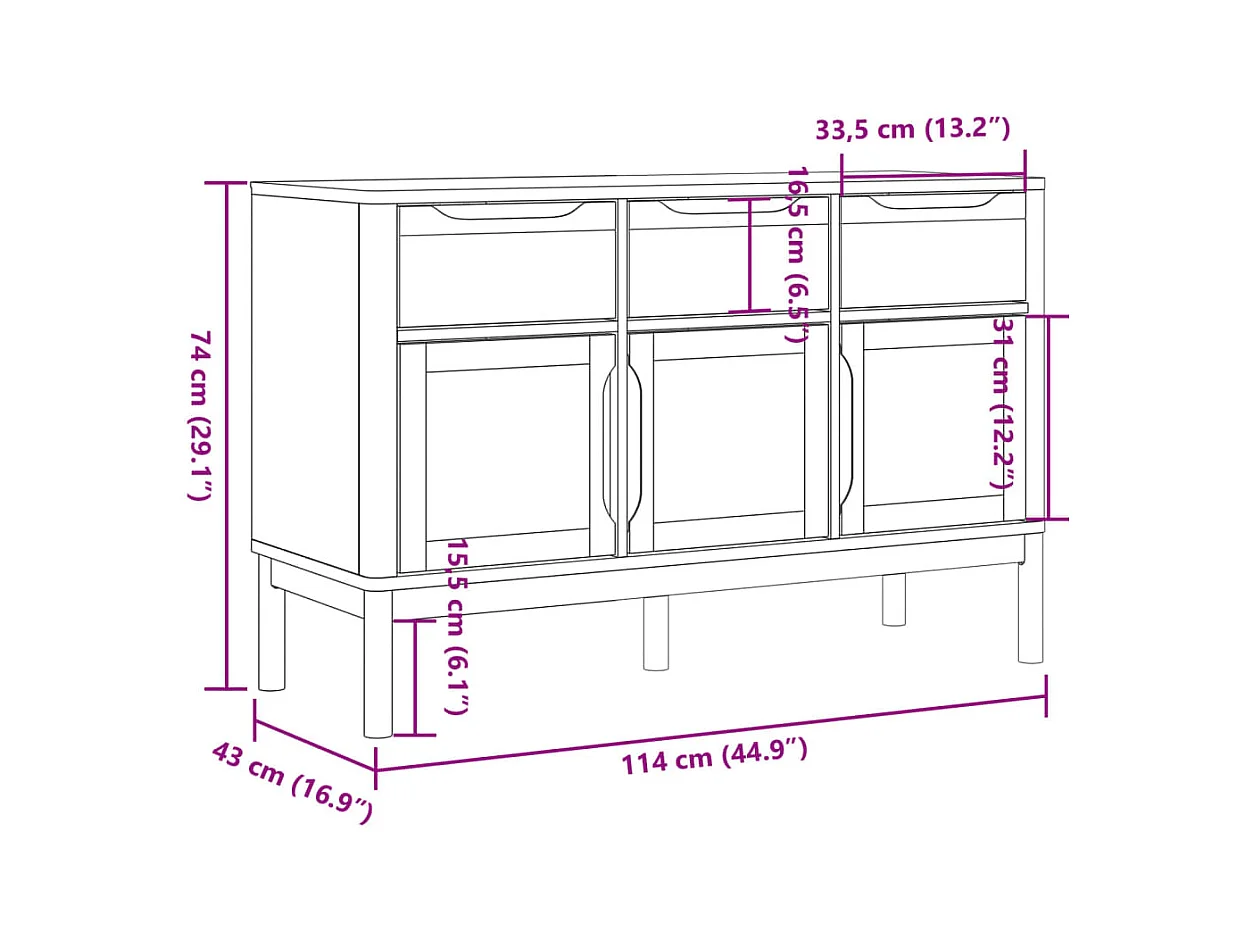 bahut commode armoire bois blanche 114 x 43 x 74 cm 02_0031756