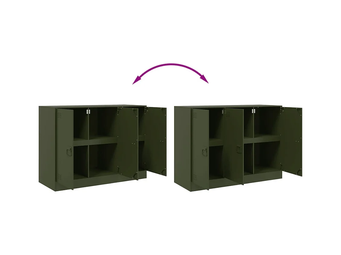 Aparador buffet cómoda armario mueble organizador cocina salón salón oliva 99 x 39 x 73 cm verde acero 02_0036594