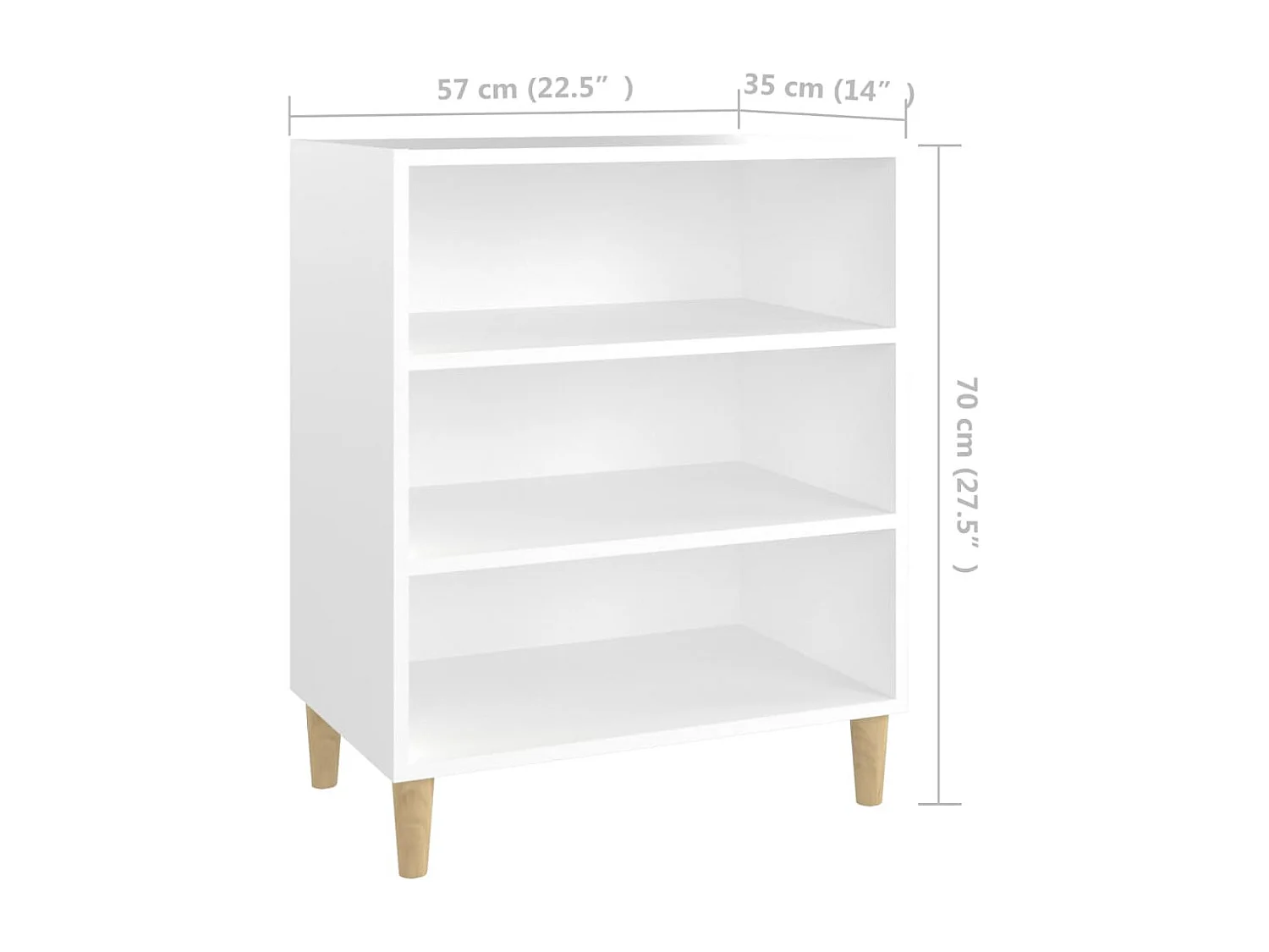Aparador buffet cómoda armario unidad de almacenamiento organizador cocina salón salón 57 x 35 x 70 cm madera contrachapada blanca 02_0030322