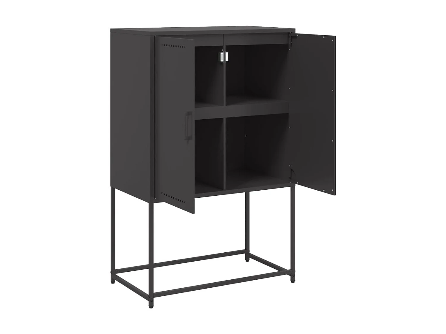 Aparador cómoda cómoda armario mueble organizador cocina salón salón alto 68,5 x 38,5 x 107 cm acero negro 02_0034957
