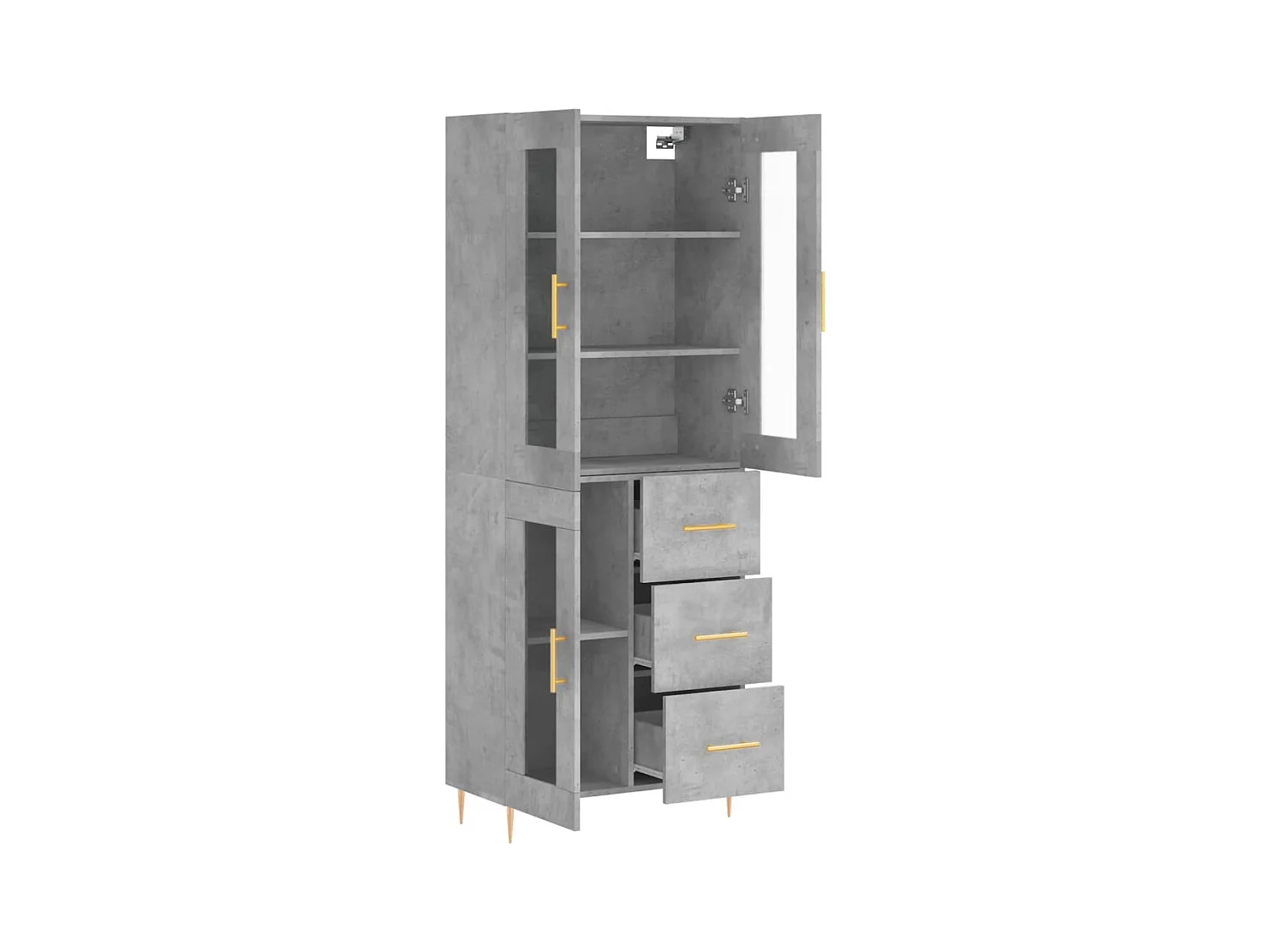 Aparador buffet cómoda armario mueble organizador cocina salón salón alto 69,5 x 34 x 180 cm madera contrachapada gris 02_0034627