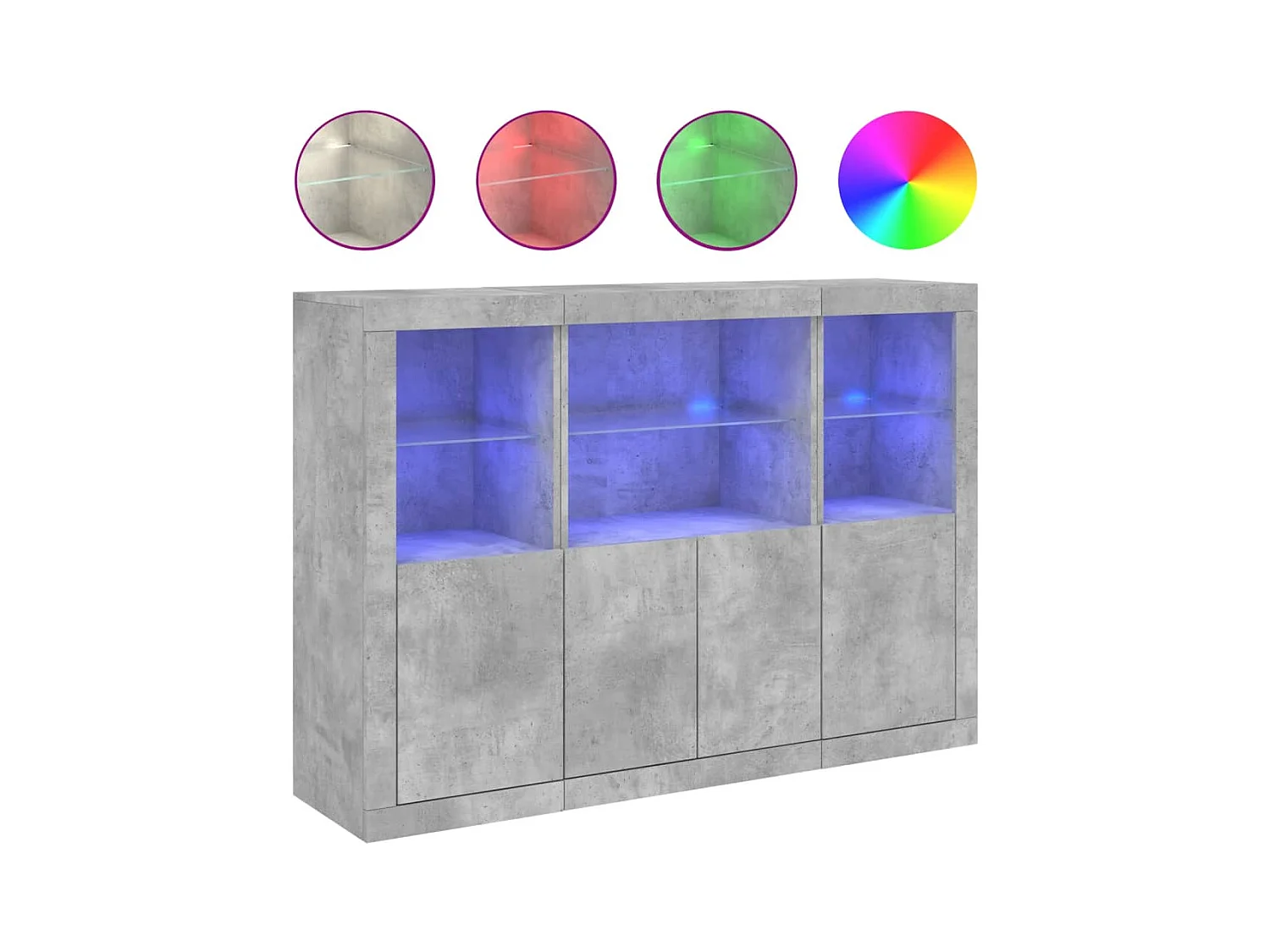 Credenza Credenza Comò Mobile contenitore Organizer Cucina Soggiorno Soggiorno con luci a LED 3 pezzi Legno composito Grigio 02_0037222