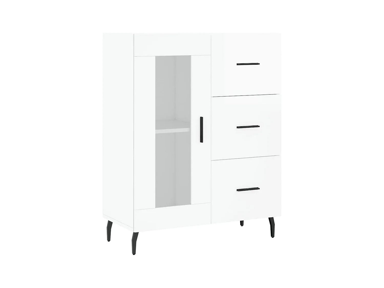Aparador buffet cómoda mueble mueble de almacenaje organizador cocina salón brillante 69,5 x 34 x 90 cm madera contrachapada blanco 02_0030746