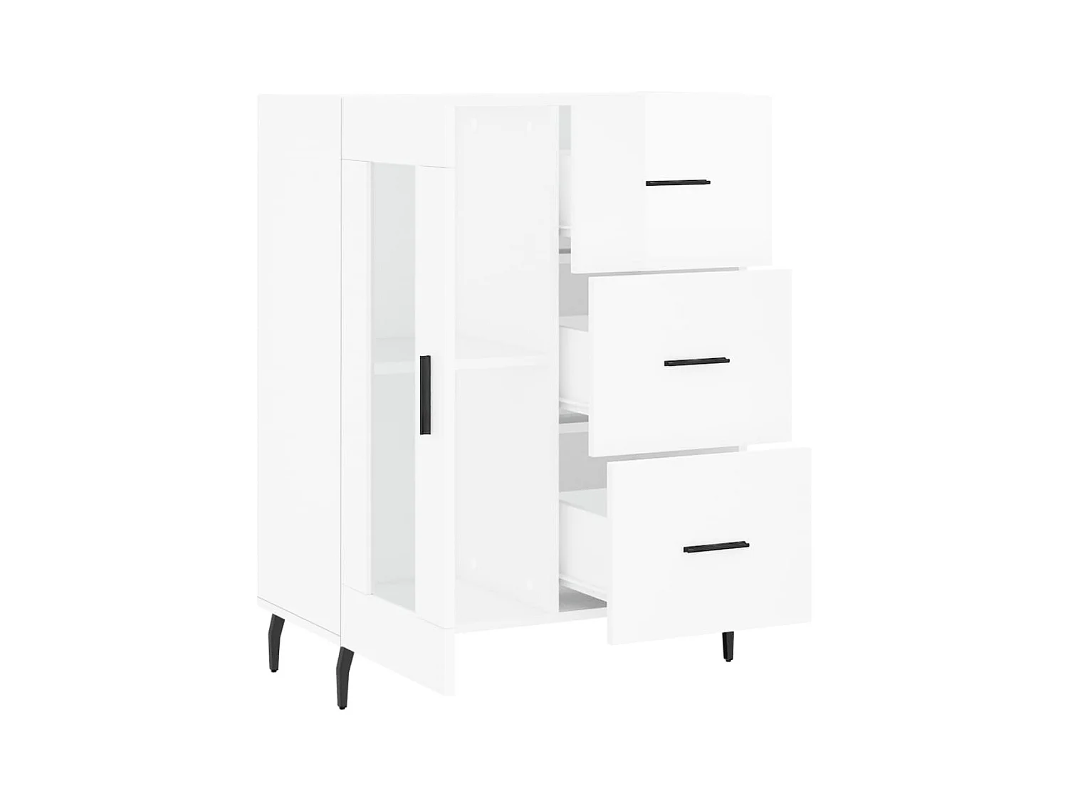 Aparador buffet cómoda mueble mueble de almacenaje organizador cocina salón brillante 69,5 x 34 x 90 cm madera contrachapada blanco 02_0030746