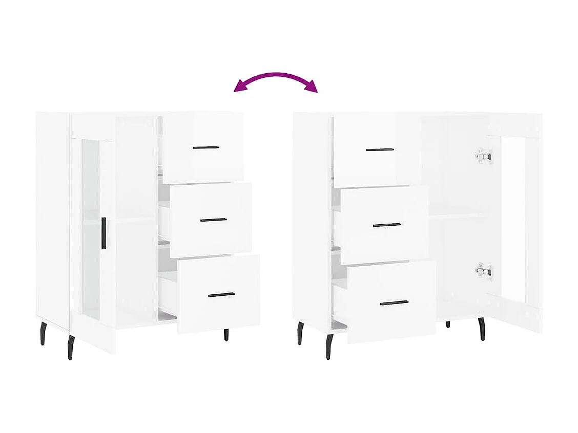 Credenza buffet cassettiera mobile contenitore organizer cucina soggiorno lucido 69,5 x 34 x 90 cm derivati ​​del legno bianco 02_0030746