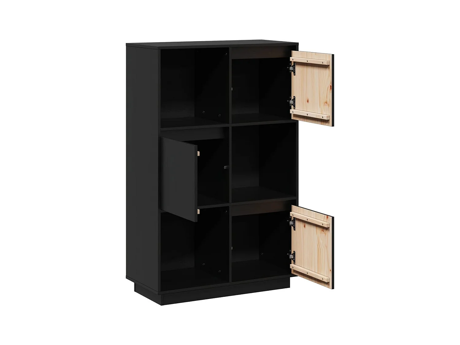 Aparador buffet cómoda armario unidad de almacenamiento organizador cocina salón salón 74 x 35 x 117 cm madera maciza de pino negro 02_0036118