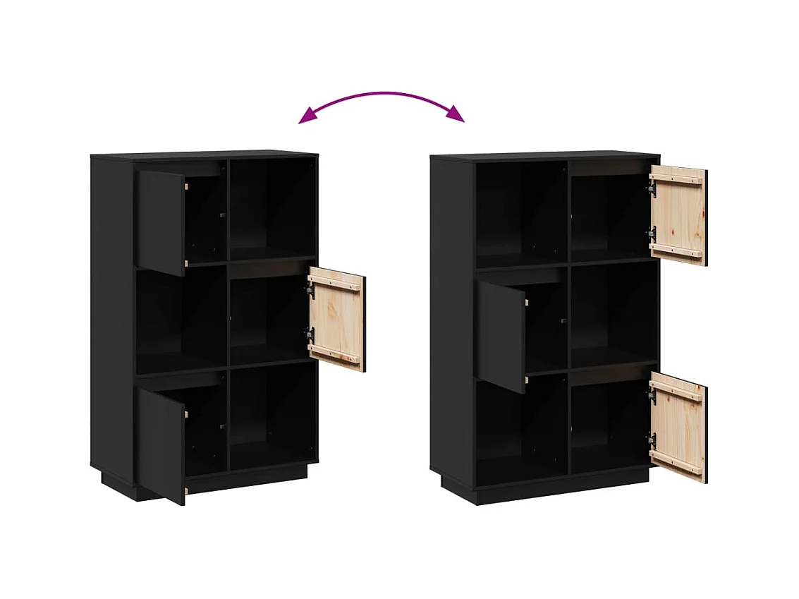 Aparador buffet cómoda armario unidad de almacenamiento organizador cocina salón salón 74 x 35 x 117 cm madera maciza de pino negro 02_0036118